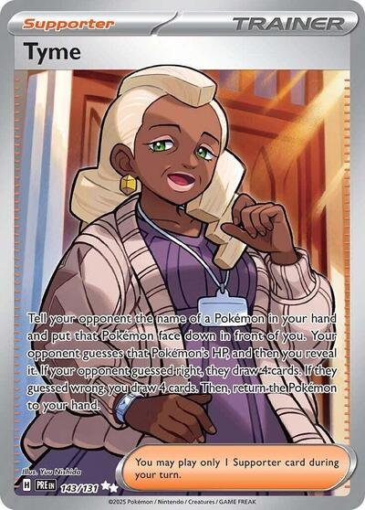 Pokémon card: Tyme 143/131 from Prismatic Evolutions (Ultra Rare), front of card