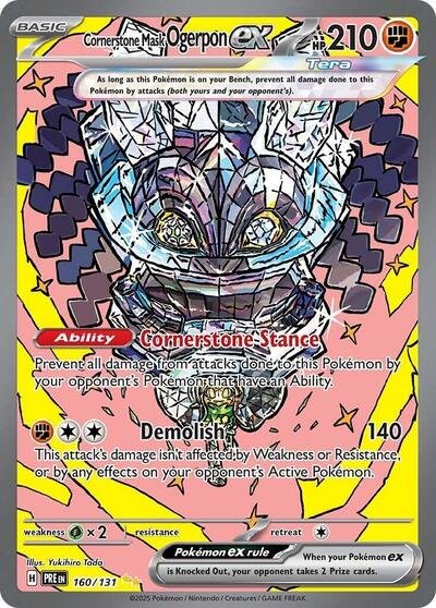 Pokémon card: Cornerstone Mask Ogerpon ex 160/131 from Prismatic Evolutions (Special Illustration Rare), Fighting type, front of card