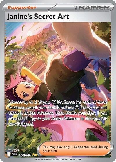 Pokémon card: Janine's Secret Art 173/131 from Prismatic Evolutions (Special Illustration Rare), front of card