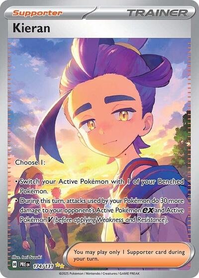 Pokémon card: Kieran 174/131 from Prismatic Evolutions (Special Illustration Rare), front of card