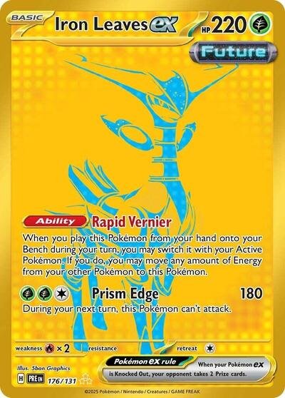 Pokémon card: Iron Leaves ex 176/131 from Prismatic Evolutions (Hyper Rare), Grass type, front of card