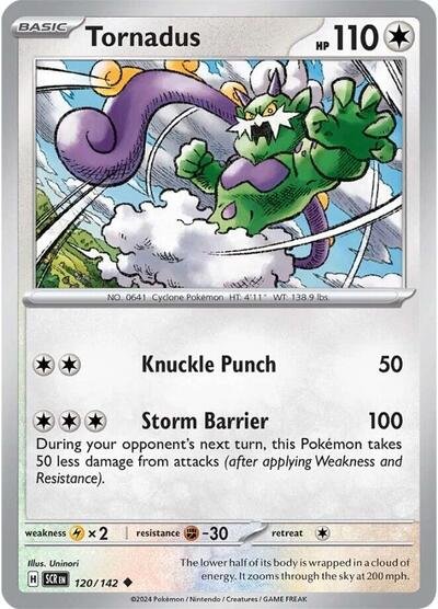 Pokémon card: Tornadus 120/142 from Stellar Crown (Uncommon), Colorless type, front of card