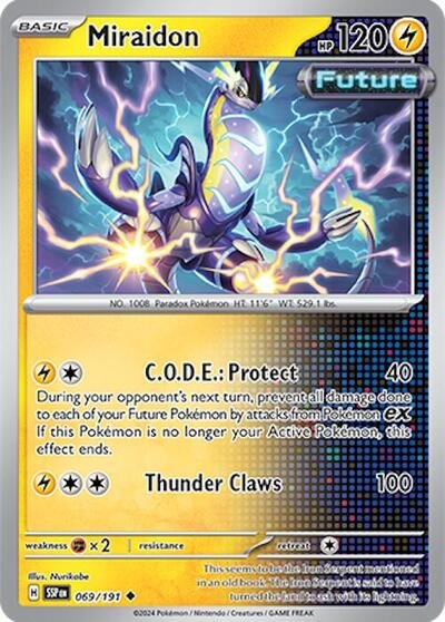 Pokémon card: Miraidon 069/191 from Surging Sparks (Uncommon), Lightning type, front of card