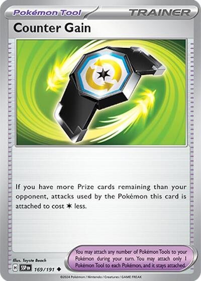 Pokémon card: Counter Gain 169/191 from Surging Sparks (Uncommon), front of card