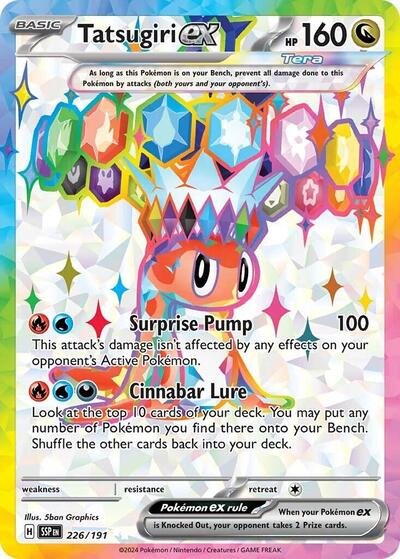 Pokémon card: Tatsugiri ex 226/191 from Surging Sparks (Ultra Rare), Dragon type, front of card