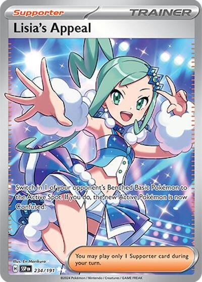 Pokémon card: Lisia's Appeal 234/191 from Surging Sparks (Ultra Rare), front of card