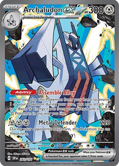 Pokémon card: Archaludon ex 241/191 from Surging Sparks (Special Illustration Rare), Metal type, front of card