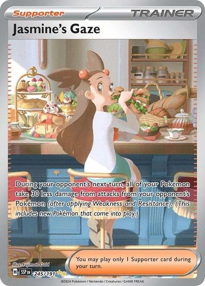 Pokémon card: Jasmine's Gaze 245/191 from Surging Sparks (Special Illustration Rare), front of card