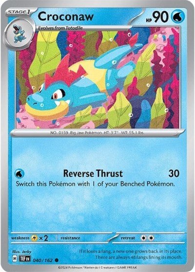 Pokémon card: Croconaw 040/162 from Temporal Forces (Common), Water type, front of card