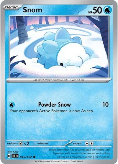Pokémon card: Snom 045/162 from Temporal Forces (Common), Water type, front of card