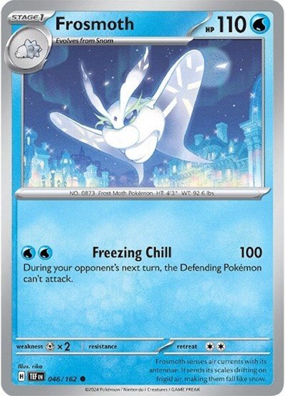 Pokémon card: Frosmoth 046/162 from Temporal Forces (Common), Water type, front of card