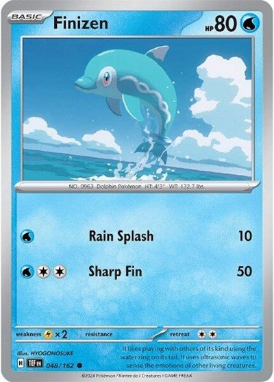 Pokémon card: Finizen 048/162 from Temporal Forces (Common), Water type, front of card