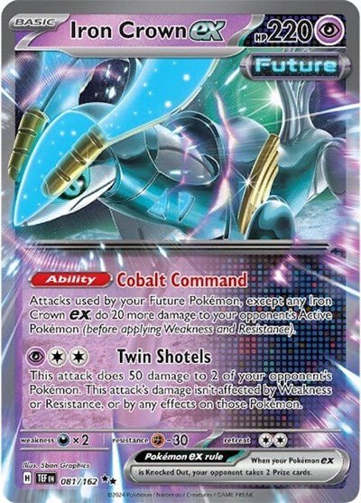Pokémon card: Iron Crown ex 081/162 from Temporal Forces (Double Rare), Psychic type, front of card