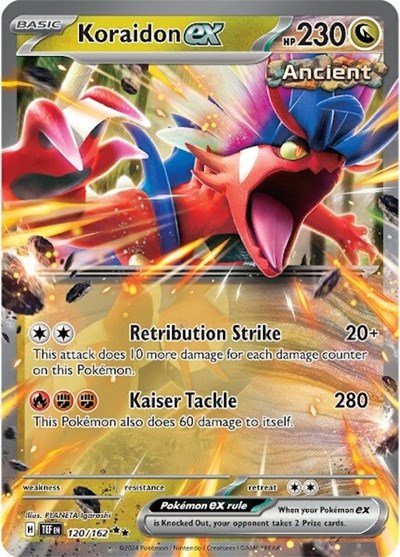Pokémon card: Koraidon ex 120/162 from Temporal Forces (Double Rare), Dragon type, front of card
