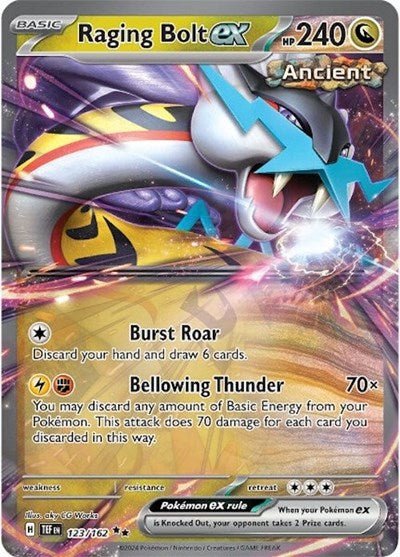 Pokémon card: Raging Bolt ex 123/162 from Temporal Forces (Double Rare), Dragon type, front of card