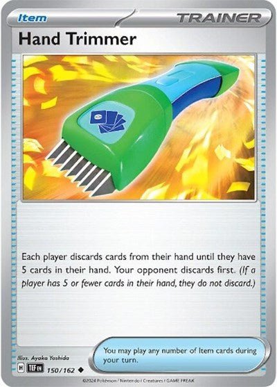 Pokémon card: Hand Trimmer 150/162 from Temporal Forces (Uncommon), front of card