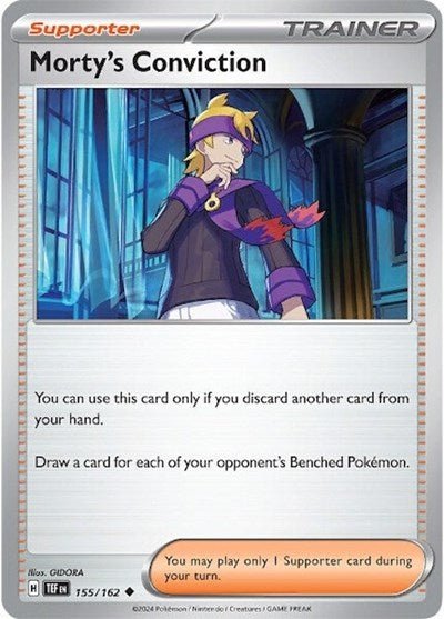 Pokémon card: Morty's Conviction 155/162 from Temporal Forces (Uncommon), front of card
