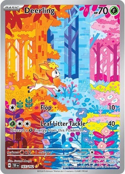 Pokémon card: Deerling 165/162 from Temporal Forces (Illustration Rare), Grass type, front of card