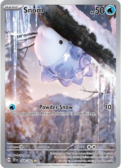 Pokémon card: Snom 168/162 from Temporal Forces (Illustration Rare), Water type, front of card