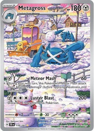 Pokémon card: Metagross 178/162 from Temporal Forces (Illustration Rare), Metal type, front of card