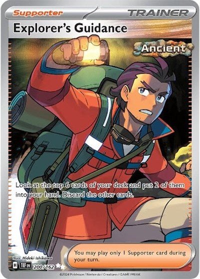 Pokémon card: Explorer's Guidance 200/162 from Temporal Forces (Ultra Rare), front of card