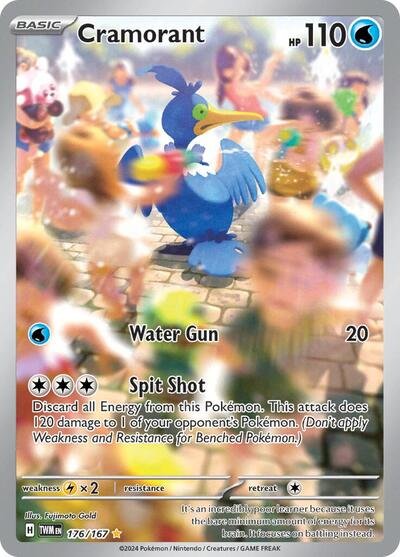 Pokémon card: Cramorant 176/167 from Twilight Masquerade (Illustration Rare), Water type, front of card
