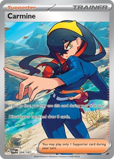 Pokémon card: Carmine 204/167 from Twilight Masquerade (Ultra Rare), front of card
