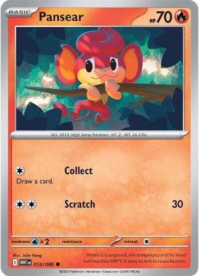 Pokémon card: Pansear (Poke Ball Pattern) 014/086 from White Flare (Common), Fire type, front of card
