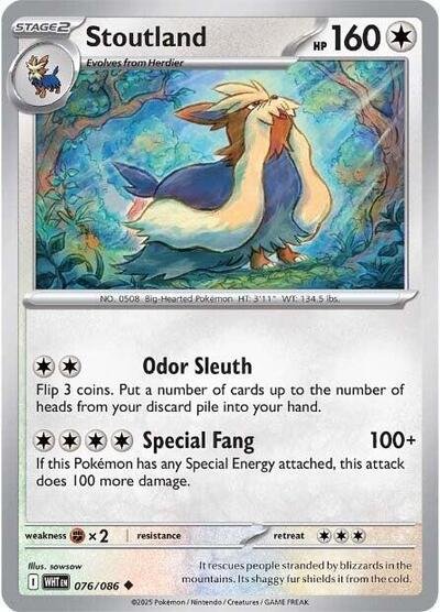 Pokémon card: Stoutland (Master Ball Pattern) 076/086 from White Flare (Uncommon), Colorless type, front of card