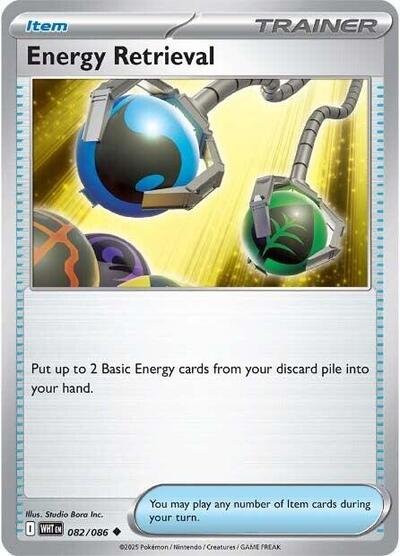 Pokémon card: Energy Retrieval 082/086 from White Flare (Uncommon), front of card