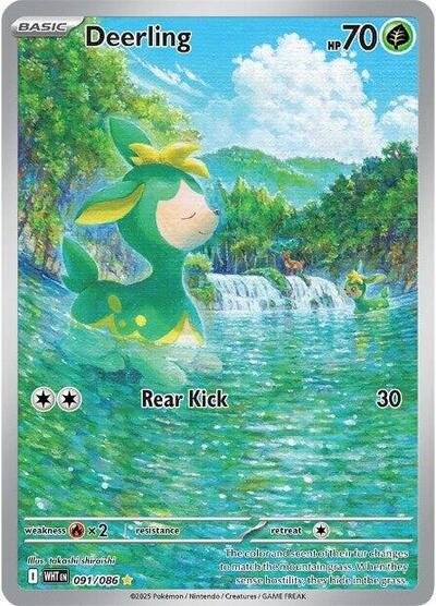Pokémon card: Deerling 091/086 from White Flare (Illustration Rare), Grass type, front of card