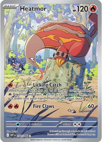 Pokémon card: Heatmor 104/086 from White Flare (Illustration Rare), Fire type, front of card