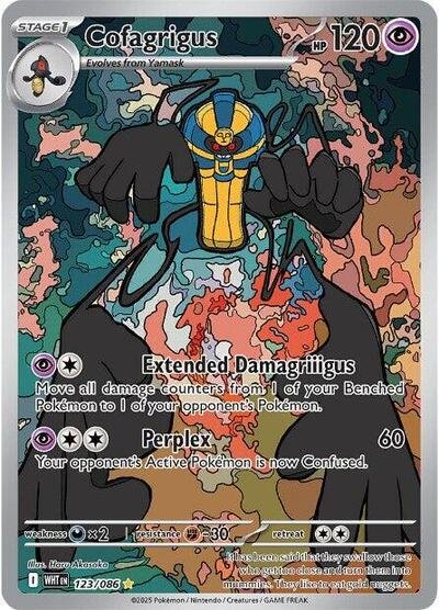 Pokémon card: Cofagrigus 123/086 from White Flare (Illustration Rare), Psychic type, front of card