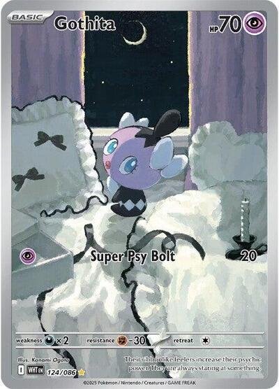 Pokémon card: Gothita 124/086 from White Flare (Illustration Rare), Psychic type, front of card
