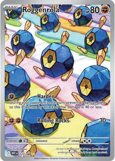 Pokémon card: Roggenrola 127/086 from White Flare (Illustration Rare), Fighting type, front of card