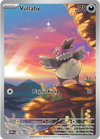Pokémon card: Vullaby 144/086 from White Flare (Illustration Rare), Darkness type, front of card