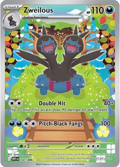 Pokémon card: Zweilous 147/086 from White Flare (Illustration Rare), Darkness type, front of card