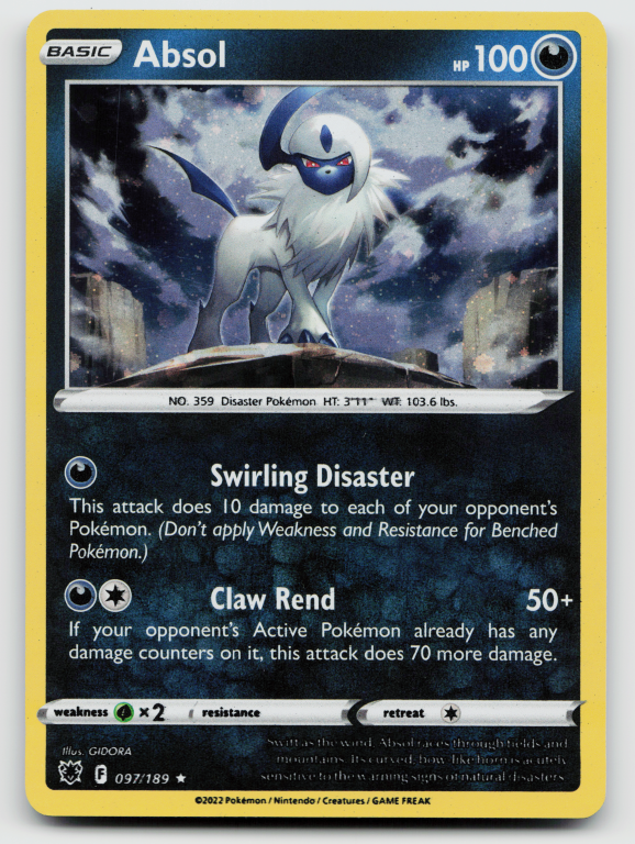 Pokémon card: Absol Holo Rare (Cosmos Holofoil Promo) 097/189 from Astral Radiance (Holo Rare), front of card