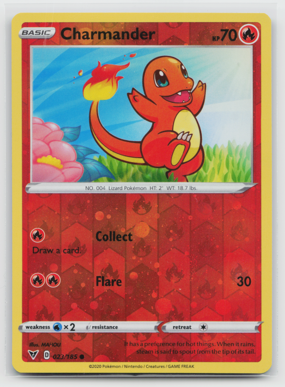 Pokémon card: Charmander Common (Cosmos Reverse Holofoil Promo) 023/185 from Vivid Voltage (Common), Fire type, front of card