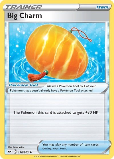Pokémon card: Big Charm 158/202 from Sword & Shield base set (Uncommon), front of card