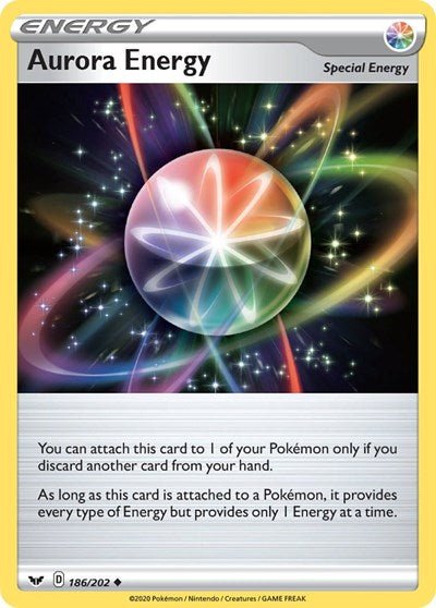 Pokémon card: Aurora Energy 186/202 from Sword & Shield base set (Uncommon), front of card