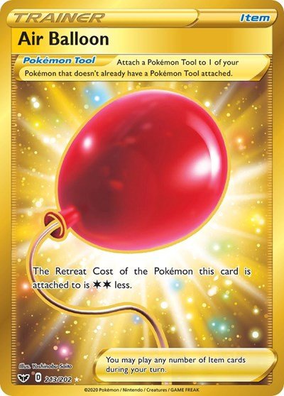 Pokémon card: Air Balloon 213/202 from Sword & Shield base set (Secret Rare), front of card
