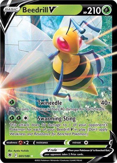 Pokémon card: Beedrill V 001/189 from Astral Radiance (Ultra Rare), Grass type, front of card