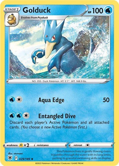 Pokémon card: Golduck 029/189 from Astral Radiance (Uncommon), Water type, front of card