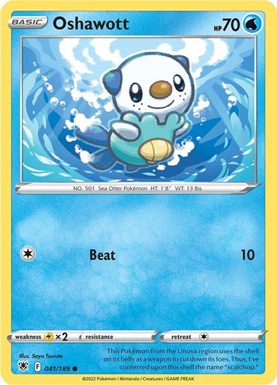 Pokémon card: Oshawott 041/189 from Astral Radiance (Common), Water type, front of card