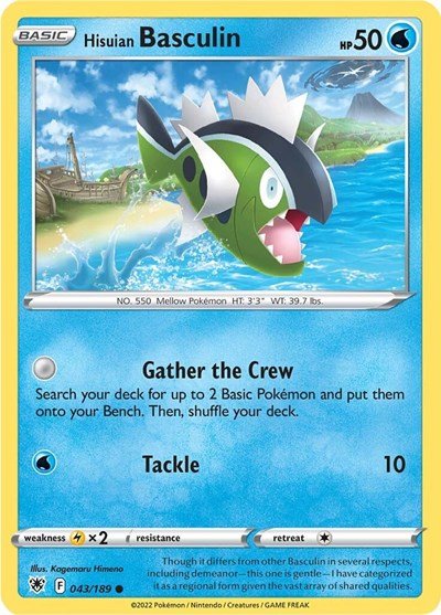 Pokémon card: Hisuian Basculin 043/189 from Astral Radiance (Common), Water type, front of card
