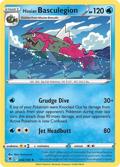 Pokémon card: Hisuian Basculegion 044/189 from Astral Radiance (Rare), Water type, front of card