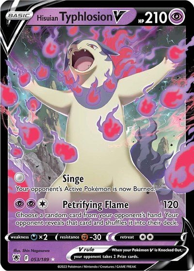 Pokémon card: Hisuian Typhlosion V 053/189 from Astral Radiance (Ultra Rare), Psychic type, front of card