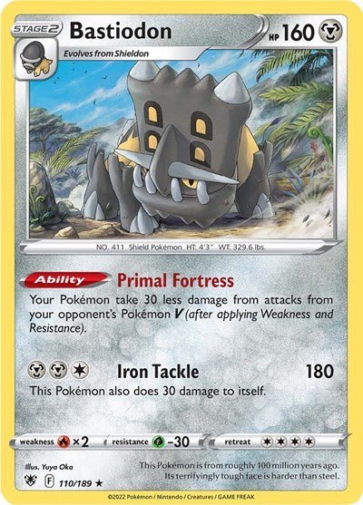 Pokémon card: Bastiodon 110/189 from Astral Radiance (Holo Rare), Metal type, front of card