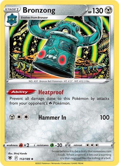 Pokémon card: Bronzong 112/189 from Astral Radiance (Uncommon), Metal type, front of card